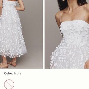 Anthropologie White Floral Embellished Dress